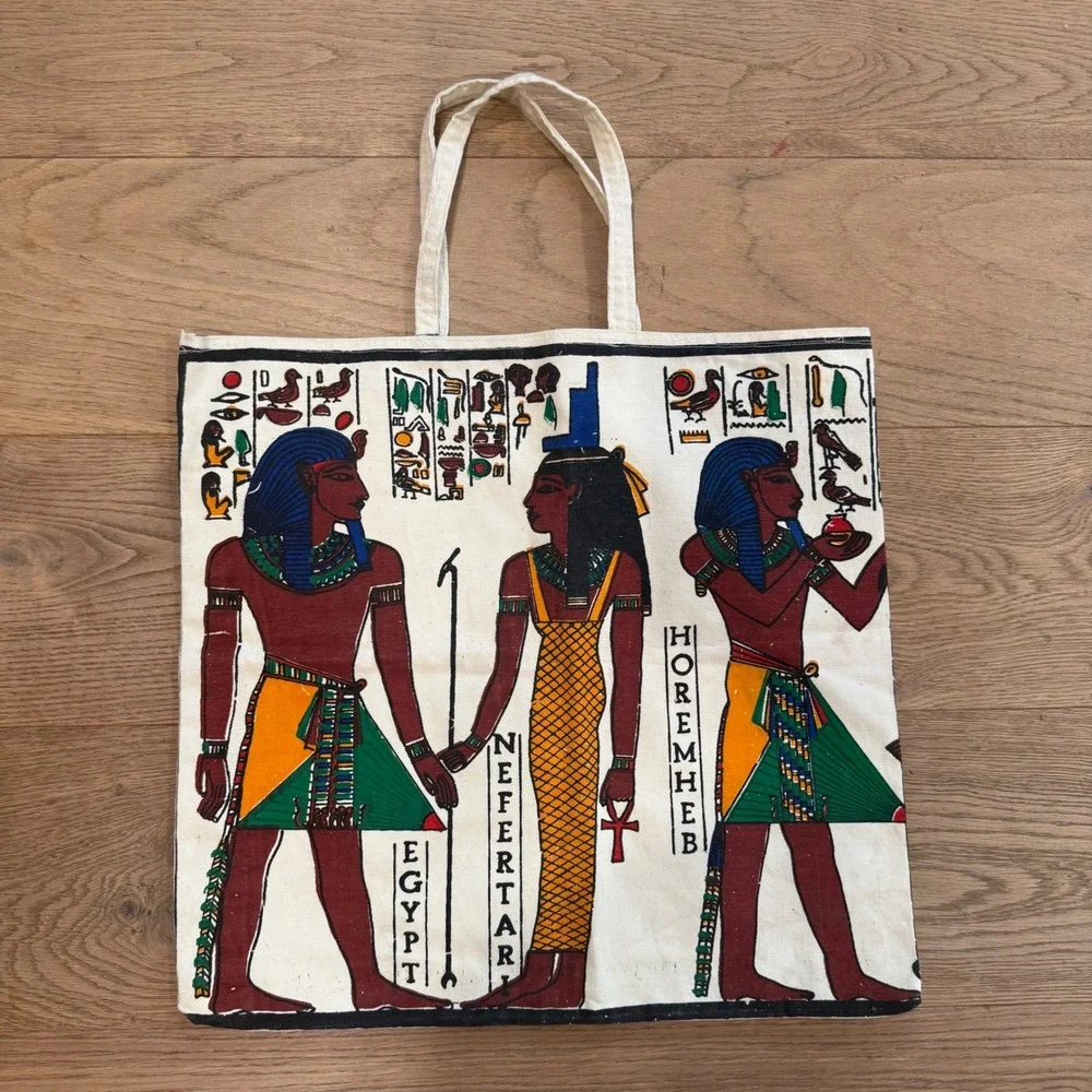 Egyptian‎ Art Canvas Tote Bag Nefertari Horus Ramses Egypt Souvenir
